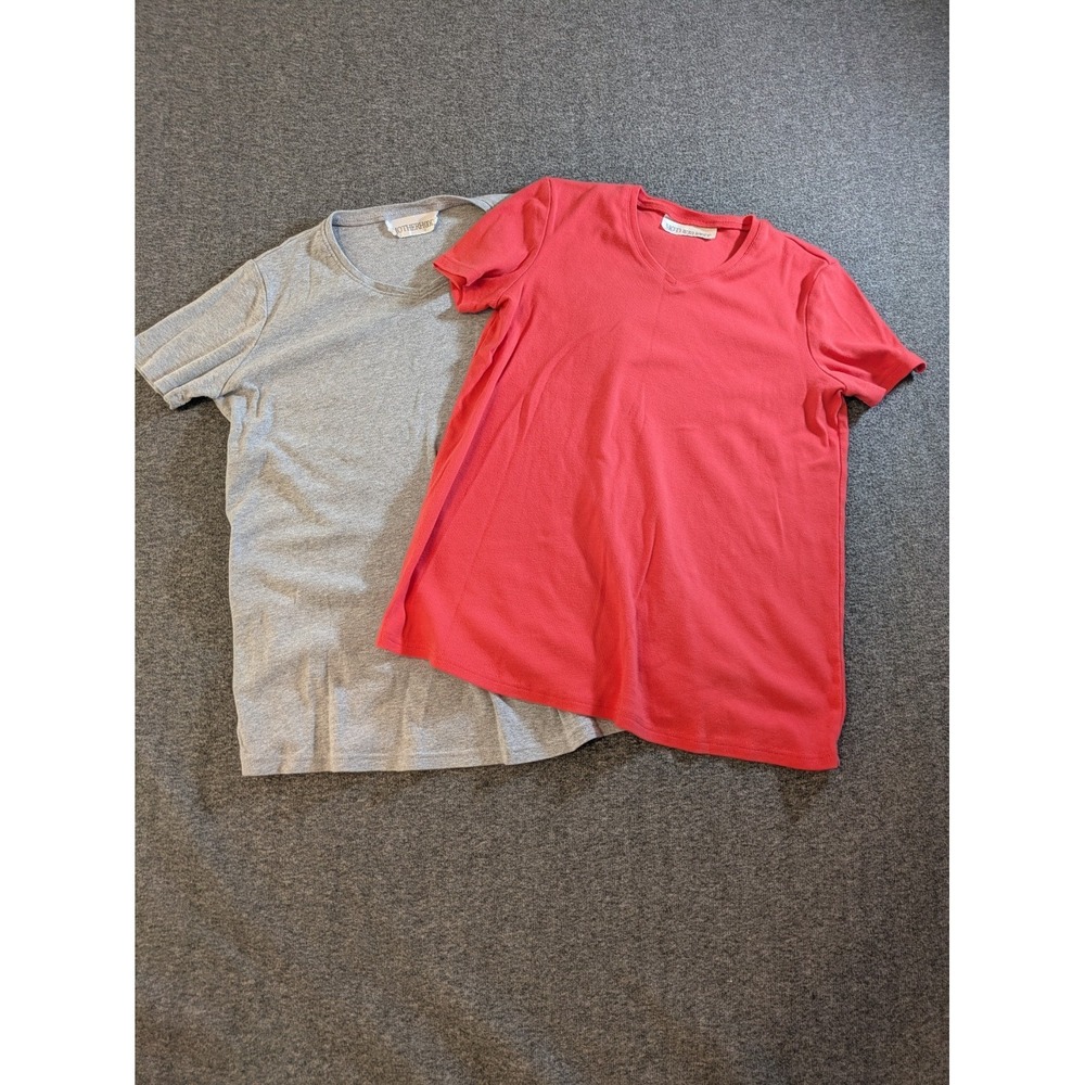 Motherhood‎ Maternity Lot of 2 Short Sleeve Tops Size M/L Gray & Coral